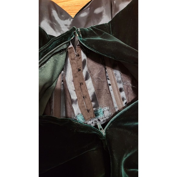 Nwt VINTAGE Victor Coasta Strapless Green Velvet Dress Size 6 Corset & Zip Close - Picture 9 of 16